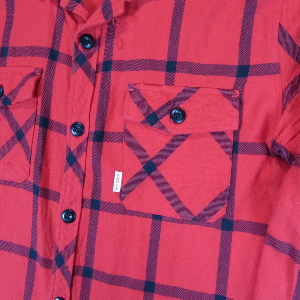 Topo Designs Mens Button Up Flannel Mountain Shirt L Red Plaid 100% Organic - Picture 3 of 10